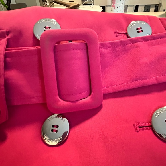 Calvin Klein Fuchsia Double-Breasted Belted Trench Coat - Size Small - Picture 13 of 13